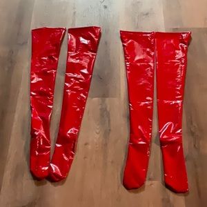 Faux leather stockings